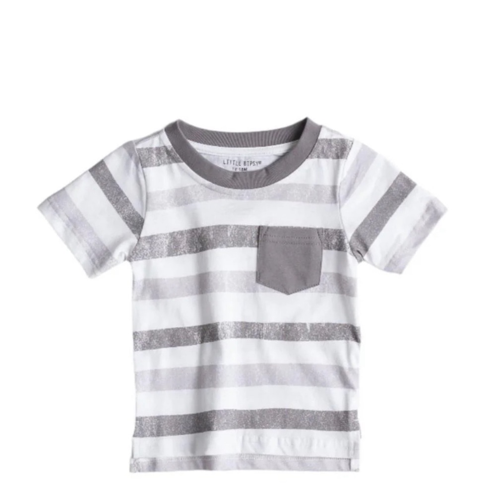 NWT Little Bipsy White and Gray Striped Tee